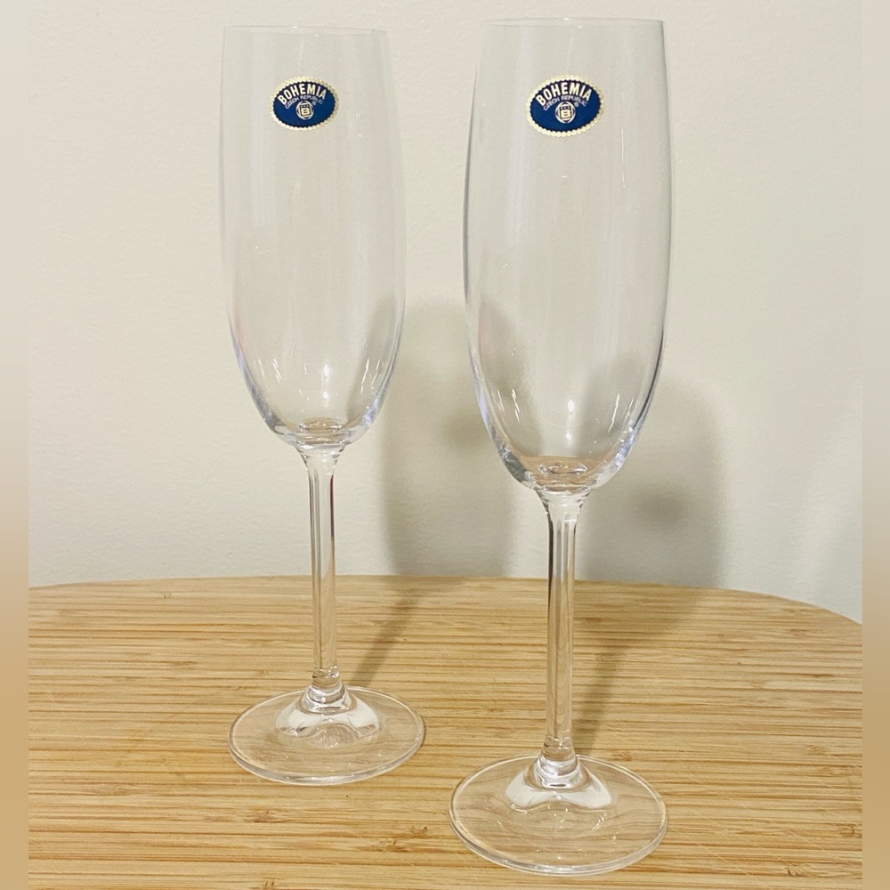 Bohemia Crystal Champagne Flutes -set of 11 - Picture 6 of 7